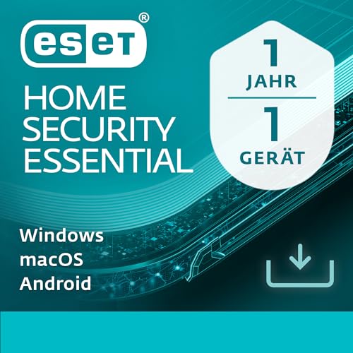 ESET HOME Security Essential 2025 | 1 Gerät | 1 Jahr | inklusive Sicheres Banking & Surfen, Sicheres Heimnetzwerk, Webcam-Schutz | Windows, macOS und Android | Aktivierungscode per E-Mail von ESET