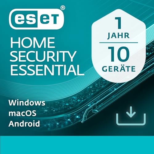 ESET HOME Security Essential 2025 | 10 Geräte | 1 Jahr | inklusive Sicheres Banking & Surfen, Sicheres Heimnetzwerk, Webcam-Schutz | Windows, macOS und Android | Aktivierungscode per E-Mail von ESET