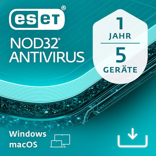 ESET NOD32 Antivirus 2025 | 5 Geräte | 1 Jahr | inklusive Gamer-Modus, Schutz vor Ransomware und Phishing, geringe Systembelastung | Windows, macOS| Offizieller deutscher Aktivierungscode per E-Mail von ESET