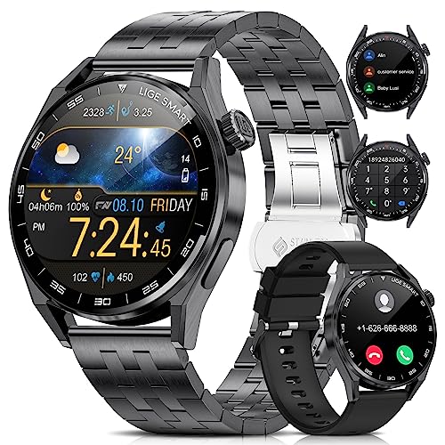 ESFOE Smartwatch Herren für Android iOS, 1.39" Touchscreen Smart Watch mit Telefonfunktion, Pulsmesser Blutdruckmessung Schlafmonitor, IP68 Wasserdicht 100+ Sportmodi Sportuhr von ESFOE