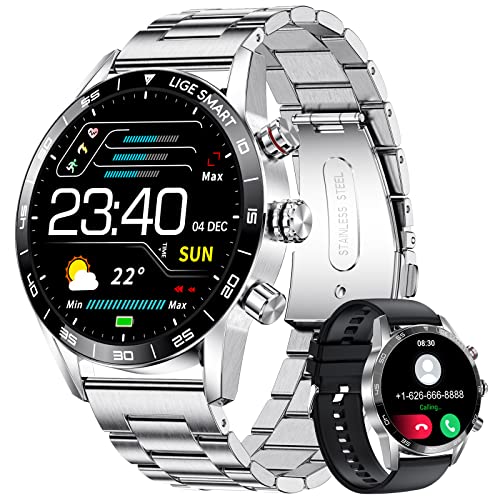 ESFOE Smartwatch Herren mit Telefonfunktion,1.32" Uhren Fitnessuhr Tracker mit 20+Sportmodi IP67 Wasserdicht Fitnessuhr SpO2 Blutdruckmessung Herzfrequenz Schrittzähler Schlafmonitor für Android iOS von ESFOE