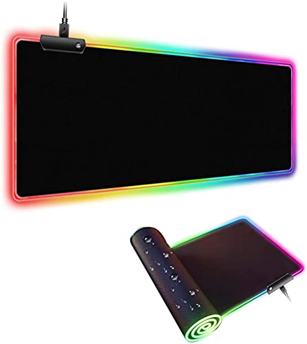 ESGAMING RGB Gaming Mauspad 800x300mm XXL Gaming Mousepad LED Mauspad groß mit 14 Beleuchtungs Modi Wasserdicht Anti Rutsch für Computer PC Professionelle Gamer, Schwarz von ESGAMING
