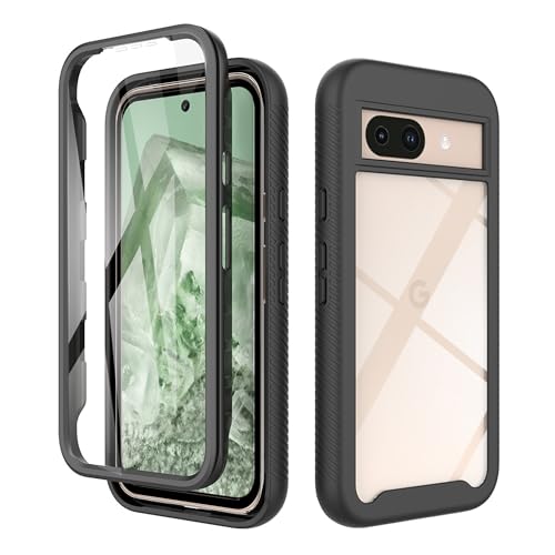 ESHUYI® Hülle für Google Pixel 9a 360 Grad Vollschutz Handyhülle Stoßfest Kratzfeste Staubdicht Klar Case Outdoor Panzerhülle mit Displayschutz und PC Bumper, Schwarz von ESHUYI