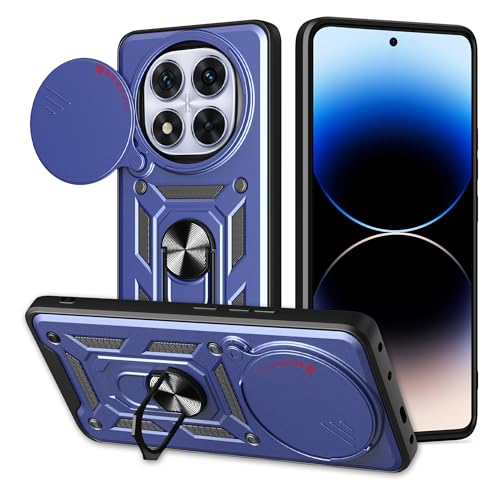ESHUYI® Hülle für Xiaomi Redmi Note 14 Pro 4G mit Slide Camera Cover [Kameraschutz] [Ring Ständer] [Case Kompatibel Mit Magnetischer Autohalterung] Stoßfeste Handyhülle, Blau von ESHUYI