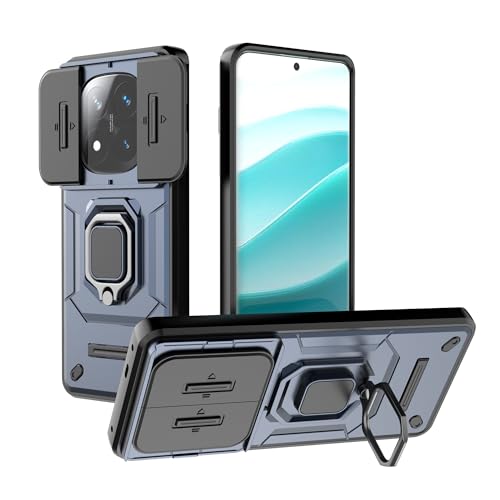 ESHUYI® Hülle für Xiaomi Redmi Note 14 Pro Plus(Pro+) 5G mit Slide Camera Cover [Kameraschutz] [Ring Ständer] [Case Kompatibel Mit Magnetischer Autohalterung] Stoßfeste Handyhülle, Blau von ESHUYI