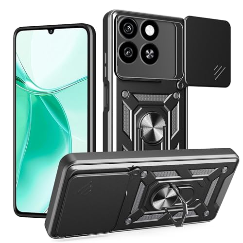 ESHUYI® Hülle für ZTE Blade A55/Blade A35 mit Slide Camera Cover [Kameraschutz] [Ring Ständer] [Case Kompatibel Mit Magnetischer Autohalterung] Stoßfeste Handyhülle, Schwarz von ESHUYI