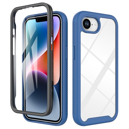 ESHUYI® Hülle für iPhone 16e 360 Grad Vollschutz Handyhülle Stoßfest Kratzfeste Staubdicht Klar Case Outdoor Panzerhülle mit Displayschutz und PC Bumper, Dunkelblau von ESHUYI