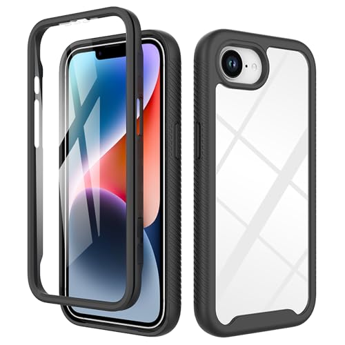 ESHUYI® Hülle für iPhone 16e 360 Grad Vollschutz Handyhülle Stoßfest Kratzfeste Staubdicht Klar Case Outdoor Panzerhülle mit Displayschutz und PC Bumper, Schwarz von ESHUYI