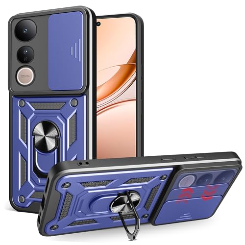 ESHUYI® Hülle für vivo V50 Lite (4G/5G) mit Slide Camera Cover [Kameraschutz] [Ring Ständer] [Case Kompatibel Mit Magnetischer Autohalterung] Stoßfeste Handyhülle, Blau von ESHUYI