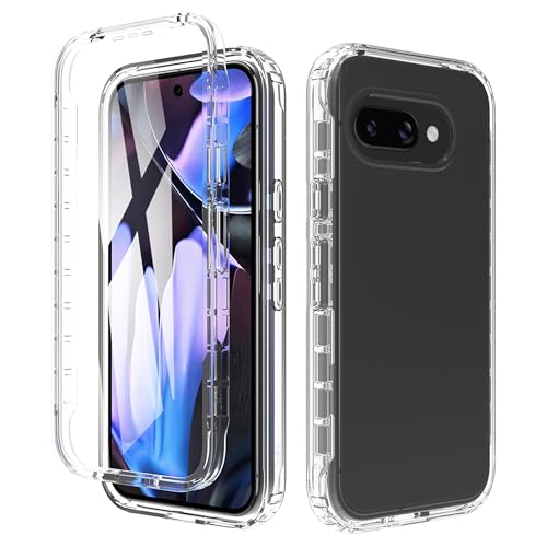 ESHUYI® Transparent TPU Hülle für Google Pixel 9a 360 Grad Case Stoßfest Staubdicht Klar Handyhülle, Outdoor Panzerhülle mit PC Bumper und Displayschutz, Kristall von ESHUYI