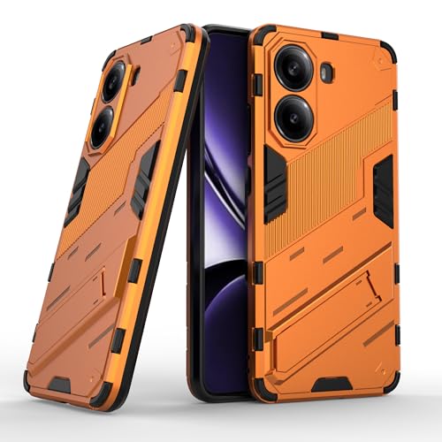 ESHUYI Kompatibel mit Xiaomi Poco X7 Pro 5G/Xiaomi Poco F7 Hülle mit Ständer Halter Schutzhülle Case [für Handyhalterung Auto Magnet] Militär Stoßfest Handyhülle, Orange von ESHUYI