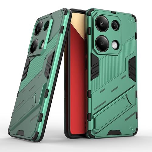 ESHUYI Kompatibel mit Xiaomi Redmi Note 14S 4G Hülle mit Ständer Halter Schutzhülle Case [für Handyhalterung Auto Magnet] Militär Stoßfest Handyhülle, Grün von ESHUYI