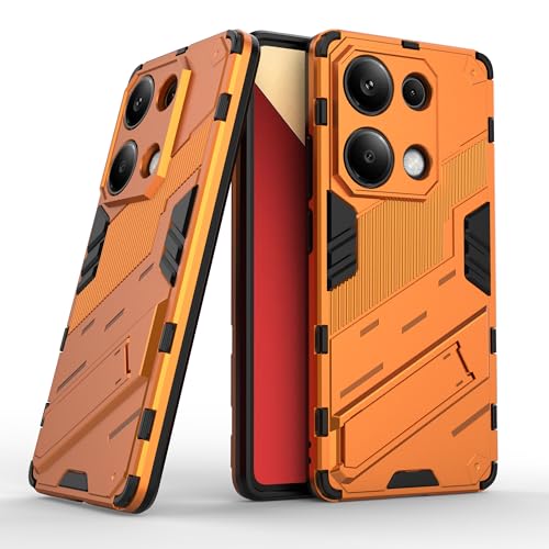 ESHUYI Kompatibel mit Xiaomi Redmi Note 14S 4G Hülle mit Ständer Halter Schutzhülle Case [für Handyhalterung Auto Magnet] Militär Stoßfest Handyhülle, Orange von ESHUYI