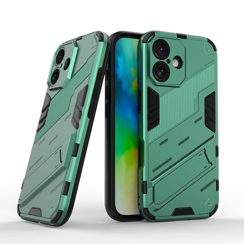 ESHUYI Kompatibel mit iPhone 16e Hülle mit Ständer Halter Schutzhülle Case [für Handyhalterung Auto Magnet] Militär Stoßfest Handyhülle, Grün von ESHUYI