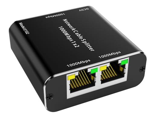 ESKEVE LAN Splitter 1 bis 2 1000 Mbps Ethernet Splitter Aluminium LAN Switch 2 Port mit USB-C Stromkabel Gigabit Switch für Computer, Hub, Switch, Router, Set-Top Box, Digital TV, etc ESKEVE LAN Splitter 1 bis 2 1000 Mbps Ethernet Splitter Aluminium LAN Switch 2 Port mit USB-C Stromkabel Gigabit Switch für Computer, Hub, Switch, Router, Set-Top Box, Digital TV, etc von ESKEVE