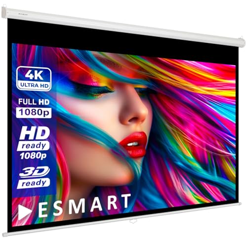 ESMART Economy EXR Rollo-Leinwand [Größenauswahl] 160 x 90 cm (72") | Format 16:9 | Heimkino Beamer Projektionsleinwand Rollo Leinwand LCD LED von ESMART