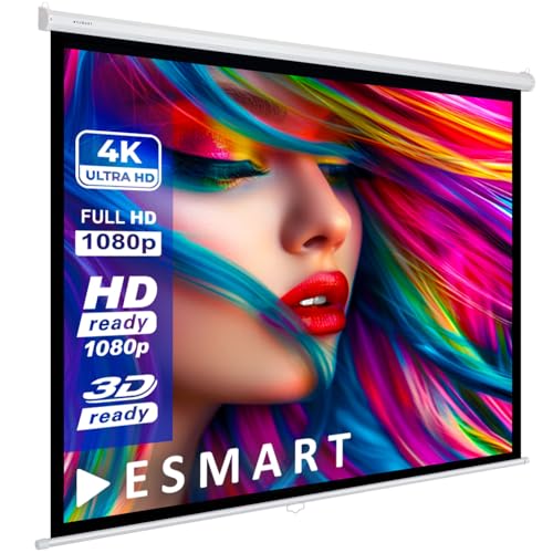 ESMART Economy EXR Rollo-Leinwand [Größenauswahl] 180 x 180 cm (100") | Format 1:1 | Heimkino Beamer Projektionsleinwand Rollo Leinwand LCD LED von ESMART