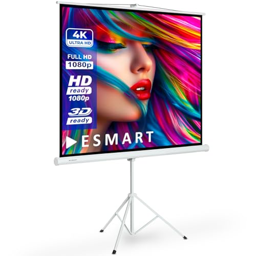 ESMART Economy EXS Stativ-Leinwand [Größenauswahl] 120 x 120 cm (67") | Format 1:1 | Heimkino Beamer Projektionsleinwand Stativ Leinwand LCD LED von ESMART