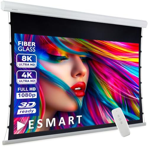 ESMART Expert XTR Tension Leinwand AKUSTIK 244 cm Bild 204 x 115 cm (92") 16:9 | Fernbedienung | Heimkino elektrische Beamer Projektionsleinwand Motor Tension Leinwand LCD LED von ESMART