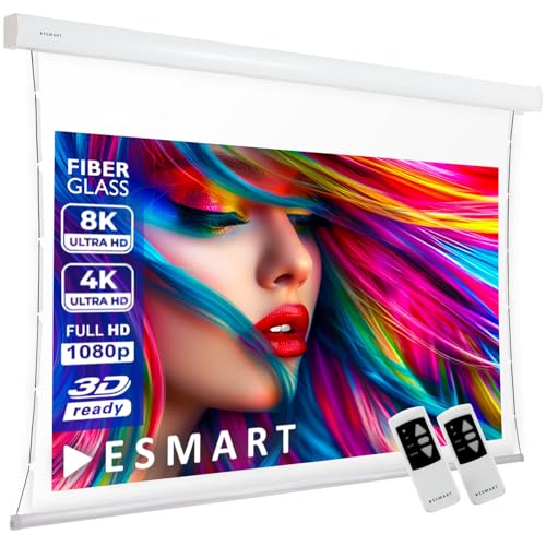 ESMART Expert XTS Akustik Tension-Leinwand 333 cm Bild 295 x 165 cm (133") 16:9 | Fernbedienung | Heimkino elektrische Beamer Projektionsleinwand Motor Tension Leinwand LCD LED von ESMART