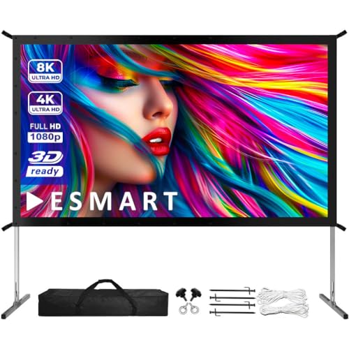 ESMART Professional MIMOBI Faltrahmen-Beamer-Leinwand [Größenauswahl] 300 x 168 cm (135") 16:9 | Heimkino Beamer Projektionsleinwand Outdoor Aluminium Rahmen Leinwand LCD LED von ESMART