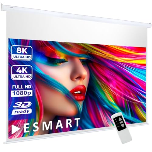 ESMART Professional MIMOTO AKUSTIK Motor-Leinwand [Größenauswahl] 221 x 125 cm (100") 16:9 | Programmierbare Fernbedienung | Heimkino elektrische Projektionsleinwand von ESMART