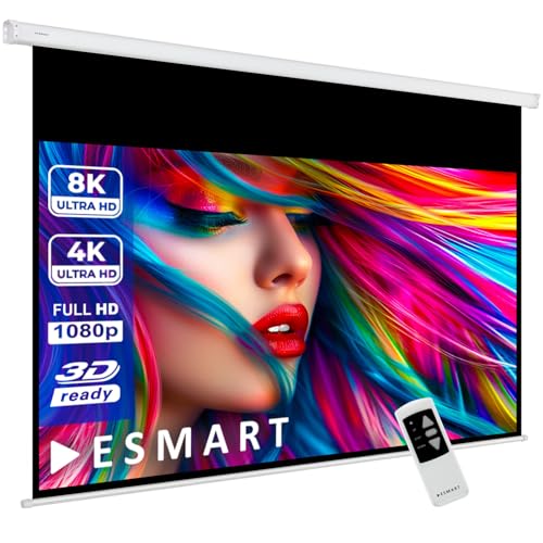 ESMART Professional MIMOTO Motor-Leinwand [Größenauswahl] 186 x 105 cm (84") 16:9 | Programmierbare Fernbedienung | Heimkino elektrische Beamer Projektionsleinwand Motor Leinwand LCD LED von ESMART