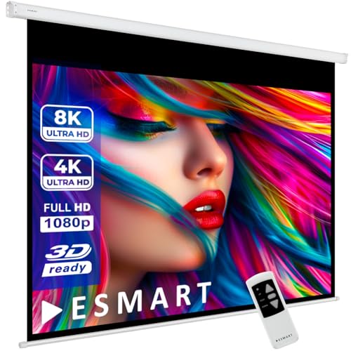 ESMART Professional MIMOTO Motor-Leinwand 271 cm Bild 234 x 176 cm (115") 4:3 | Programmierbare Fernbedienung | Vollmaskierung | Heimkino elektrische Beamer Projektionsleinwand Motor LCD LED von ESMART