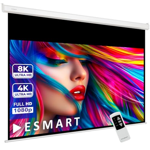 ESMART Professional MIMOTO Tageslicht-Motor-Leinwand GRAU [Größenauswahl] 332 x 187 cm (150") 16:9 | Programmierbare Fernbedienung | Heimkino elektrische Beamer Projektionsleinwand Motor Leinwand LCD LED von ESMART