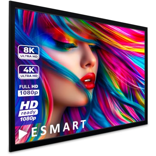 ESMART Professional MIRALE Tageslicht-Rahmen-Leinwand GRAU [Größenauswahl] 186 x 105 cm (84") 16:9 | Heimkino Beamer Projektionsleinwand Rahmen Leinwand LCD LED von ESMART