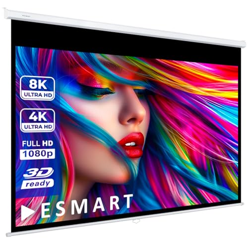 ESMART Professional MIROLO Rollo-Leinwand [Größenauswahl] 186 x 105 cm (84") 16:9 | Heimkino Beamer Projektionsleinwand Rollo Leinwand LCD LED von ESMART