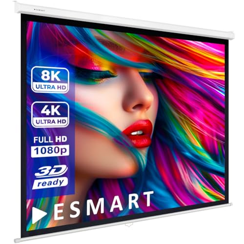 ESMART Professional MIROLO Rollo-Leinwand 232 cm Bild 213 x 213 cm (120") 1:1 | Heimkino Beamer Projektionsleinwand Rollo Leinwand LCD LED von ESMART