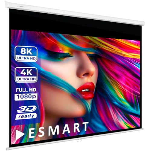 ESMART Professional MIROLO Rollo-Leinwand [Größenauswahl] 305 x 229 cm (150") 4:3 | Heimkino Beamer Projektionsleinwand Rollo Leinwand LCD LED von ESMART