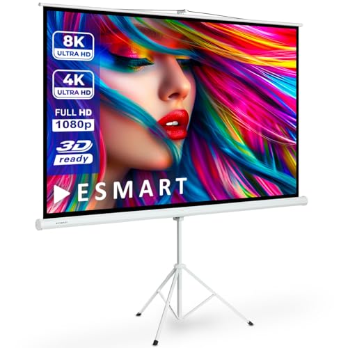 ESMART Professional MISATI Stativ-Leinwand 219 cm Bild 203 x 114 cm (92") 16:9 | Heimkino Beamer Projektionsleinwand Stativ Leinwand LCD LED von ESMART