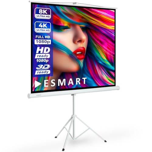 ESMART Professional MISATI Stativ-Leinwand [Größenauswahl] 244 x 183 cm (120") 4.3 | Heimkino Beamer Projektionsleinwand Stativ Leinwand LCD LED von ESMART