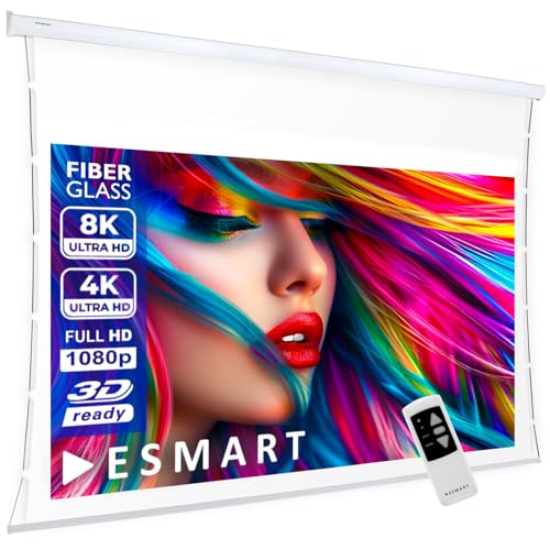 ESMART Professional TATENSO Akustik Tension-Leinwand [Größenauswahl] 244 x 137 cm (110") 16:9 | Programmierbare Fernbedienung | Heimkino elektrische Beamer Projektionsleinwand LCD LED von ESMART