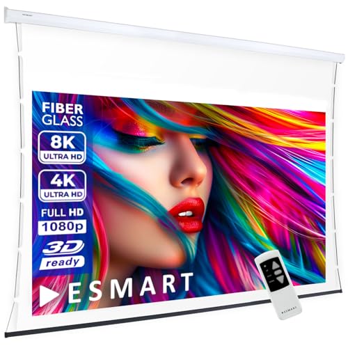 ESMART Professional TATENSO Akustik Tension Leinwand 343 cm Bild 295 x 165 cm (133") 16:9 | Programmierbare Fernbedienung | Heimkino elektrische Beamer Projektionsleinwand LCD LED von ESMART
