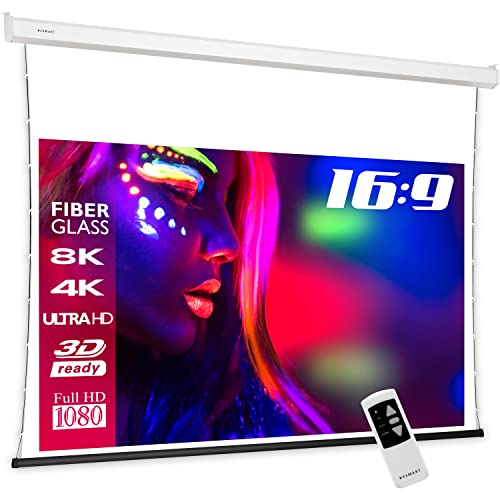 ESMART Professional TATENSO Tension-Leinwand AKUSTIK [Größenauswahl] 221 x 125 cm (100") 16:9 | Programmierbare Fernbedienung | Heimkino elektrische Beamer Projektionsleinwand von ESMART