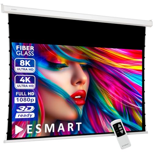 ESMART Professional TATENSO Tension-Leinwand [Größenauswahl] 203 x 114 cm (92") 16:9 | Programmierbare Fernbedienung | Heimkino elektrische Beamer Projektionsleinwand Motor Leinwand LCD LED von ESMART