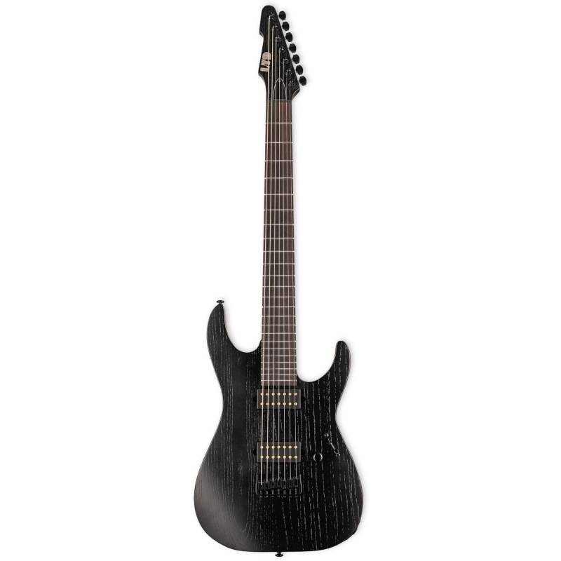 ESP LTD Alex Wade Signature AW-7 Baritone Open Grain Black Satin 7-String Electric Guitar with Case von ESP LTD