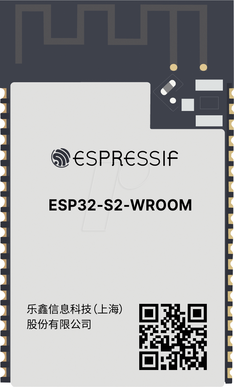ESP32-S2-WROOM - WIFI-SMD-Modul, ESP32-S2, 4 MB SPI, 3,3 V, 18 x 31 x 3.3 mm von ESPRESSIF SYSTEMS