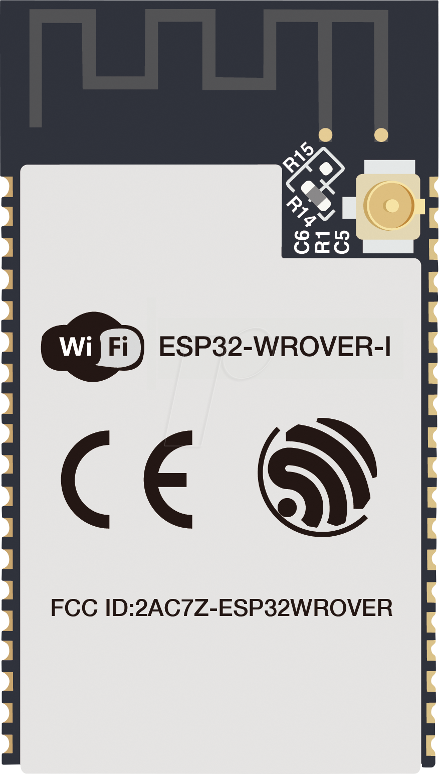 ESP32-WROVER-IE - WIFI-SMD-Modul, ESP32-D0WD-V3, 16 MB SPI, 8 MB PSRAM, 18x31x3.3 von ESPRESSIF SYSTEMS