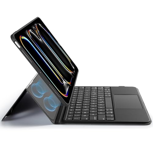 ESR für iPad Pro 11 Zoll (M4) 2024, Tastatur Hülle mit Trackpad, magnetisch abnehmbare Tastatur mit hintergrundbeleuchteten Tasten, Ständer im Querformat, Schwarz von ESR