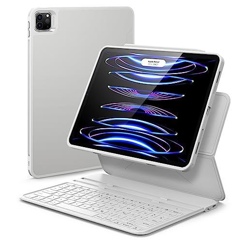 ESR Ascend Tastatur Hülle Lite, iPad Tastaturhülle kompatibel mit iPad Pro 11/iPad Air 5/4, magnetische abnehmbare Hülle, verstellbarer Hoch-/Querformatmodus, leicht und tragbar, federnde Tasten, Weiß von ESR