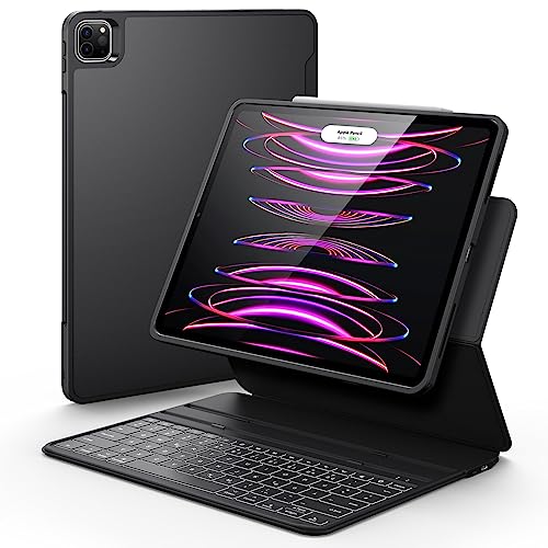 ESR Ascend Tastatur Hülle Lite, iPad kompatibel mit iPad Pro 12.9 2022/2021, magnetische abnehmbare Hülle, Einstellbarer Hoch-/Querformatmodus, leicht und tragbar, Schwarz von ESR