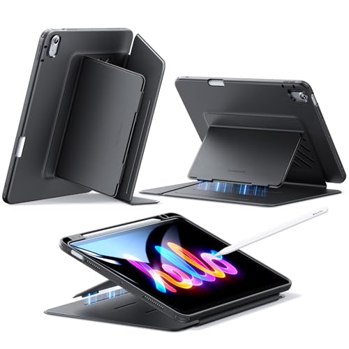 ESR Hülle für iPad Air 11 Zoll M3/M2 (2025/2024), iPad Air 7./5./4. Generation (2022/2020), Vertikale Stand Hülle, Mehrere Standwinkel, Ultrastabile Hülle mit Stifthalter, Flip Serie, Schwarz von ESR