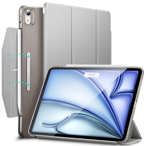 ESR für iPad Air 11 Zoll M2 Hülle, iPad Air 6/5/4 Hülle (2024/2022/2020), 10,9 Zoll Case, Trifold mit Magnetverschluss, Ascend Serie, Grau von ESR