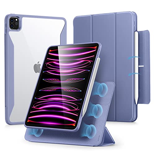 ESR Hybrid Hülle für iPad Pro 12.9 Hülle (2022/2021), iPad Pro 12.9 Case mit Pencil Halter, Abnehmbare Magnetische Abdeckung, Vertikaler Ständer, Rebound 360 Serie, Lila von ESR