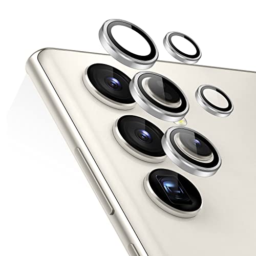 ESR Kamera Linsen Schutzfolie, kompatibel mit Samsung Galaxy S23 Ultra (2023), individuelle Linsen Schutzfolie, kratzfestes, ultradünnes, gehärtetes Glas mit Aluminiumeinfassung, 5 Stück, Silber von ESR