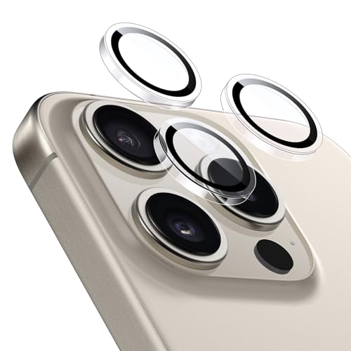 ESR Kamera Schutz für iPhone 15 Pro Max/15 Pro/14 Pro Max/14 Pro，Armorite Einzel Linsen Schutzfolien, kratzfestes, ultradünnes gehärtetes Glas mit Aluminiumkante, Armorite-Serie, 1 Stück, Schwarz von ESR